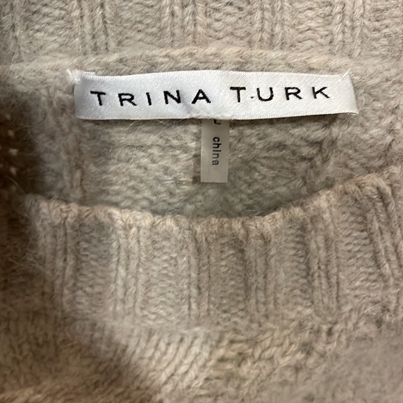Trina Turk Angora Cable Knit Sweater Grey Size L - Picture 6 of 12